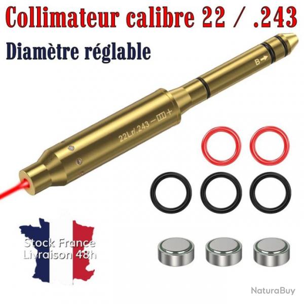 Collimateur laser ajustable  mettre en bout de canon calibre 22, 223 et 243 - Stock France