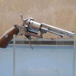 REVOLVER ARTISANAL BELGE TYPE LEFAUCHEUX CALIBRE 7mm A BROCHES