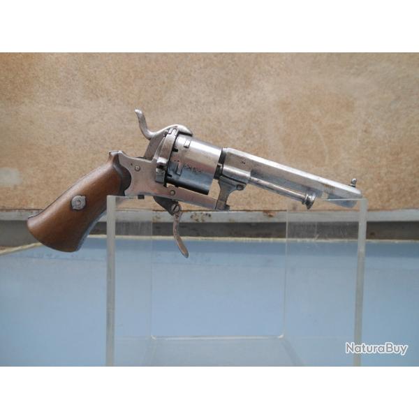 REVOLVER ARTISANAL BELGE TYPE LEFAUCHEUX CALIBRE 7mm A BROCHES