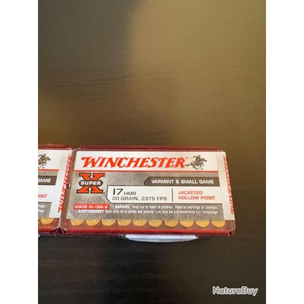 Lot de Balles Winchester Super-X - Cal. 17HMR - 17 HMR , 20 grains