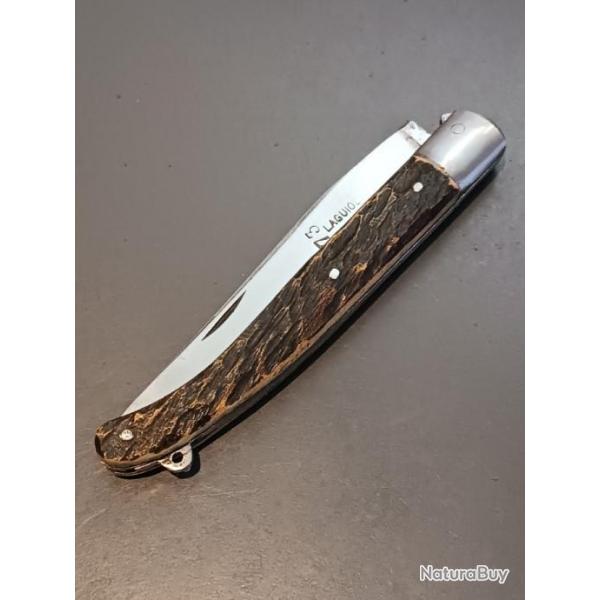 ANCIEN COUTEAU AVEYRONNAIS en 2 pices, 73 THERIAS, THIERS, XXme, manche BOIS DE CERF.