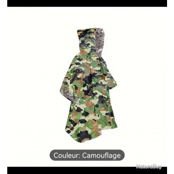 Poncho urgence thermique couleur  camouflage