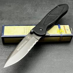 Couteau Tactical Border Guard Winchester Linerlock Lame Acier 440 Serr Manche Aluminium Clip