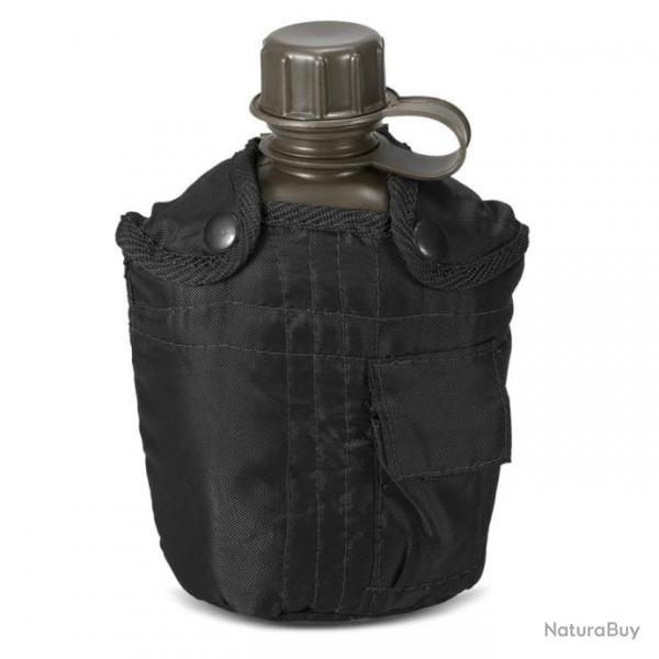 Gourde Militaire Americaine Inox 1,2l Nylon  Camping Bouilloire de Survie Camping Noir