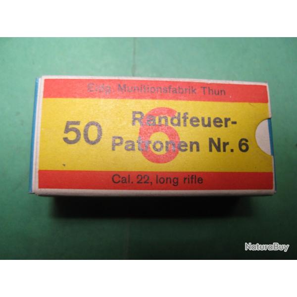 Une boite de 50 22 LR Suisse No 6 Fabrique Fdrale de Thoune