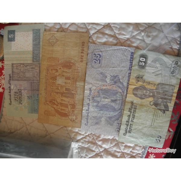 4 vieux billet de banque EGYPT 1 & & 5 & 10 & 50