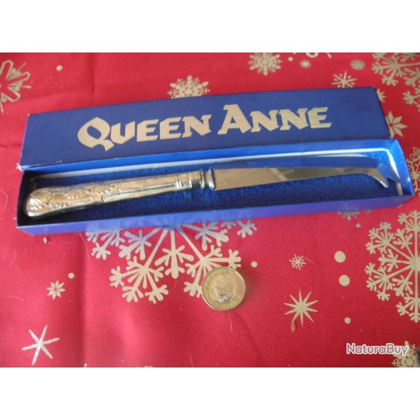 Couteau  fromage Queen Anne, en bote, en acier inoxydable plaqu argent