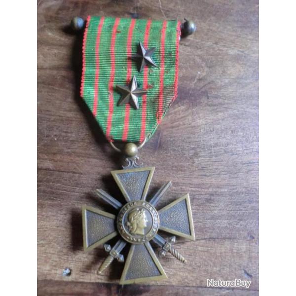 mdaille croix de guerre barette 2 toiles WW1