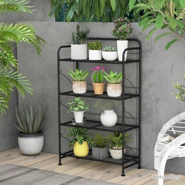 Etagre Pliable Plante Dcoration Mtal Niveaux Ajustables Pieds Rglables Accessoire Support Jardin