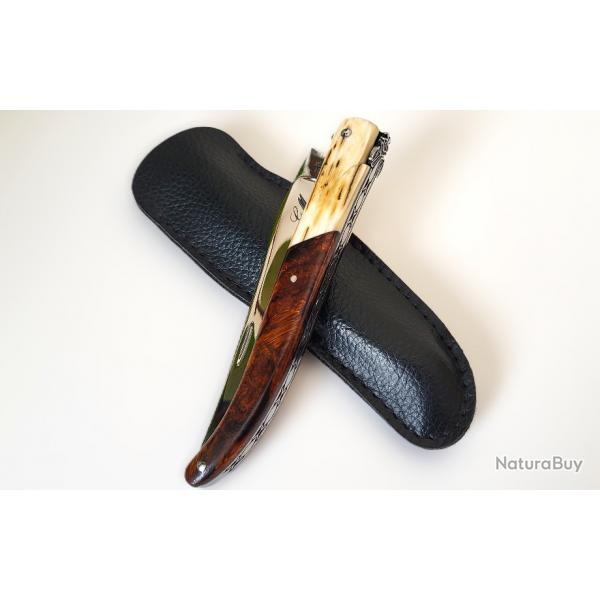 Magnifique Couteau de Poche Neuf Laguiole MICKAEL GINISTY Ivoire de Mammouth et Bois de Fer Arizona
