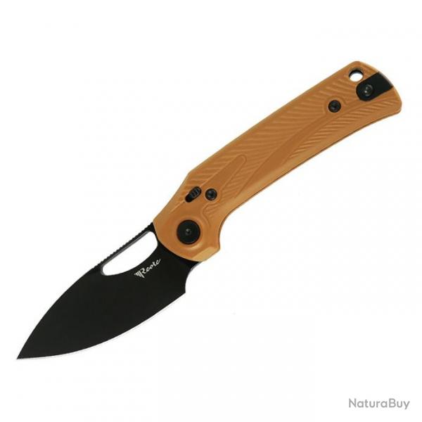 Couteau Pliant Reate PL-XE Tan Lame Drop Point Acier Nitro-V Manche G-10 Pivot Lock Clip REA172