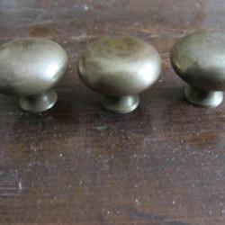 3 Boutons de tiroir laiton bronzé 1940/1950