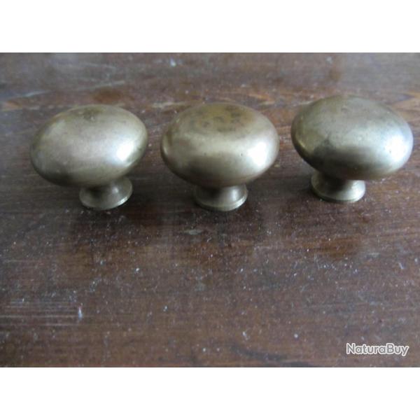 3 Boutons de tiroir laiton bronz 1940/1950