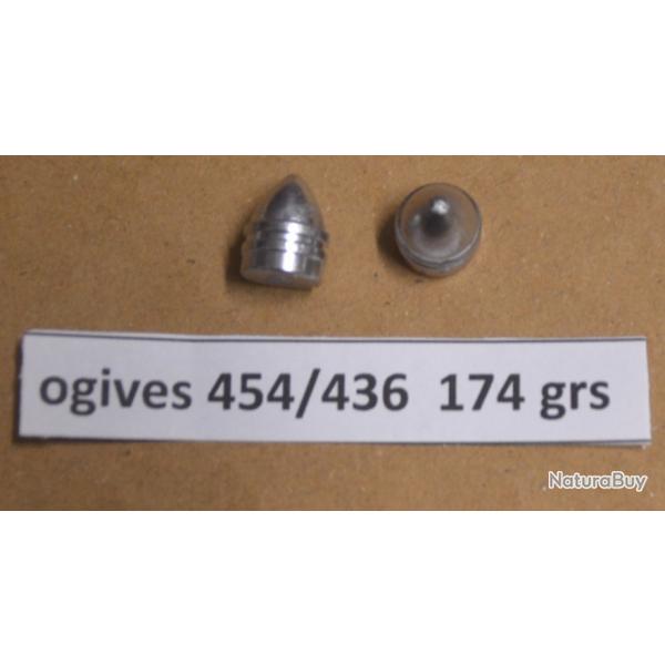 Ogives 454/176 grs base ,retreinte rechargement revolver colt/remington poudre noire