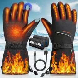 Gants Chauffants pour Homme et Femme Gants chauffants moto avec batteries rechargeables 7.4V 3000mA