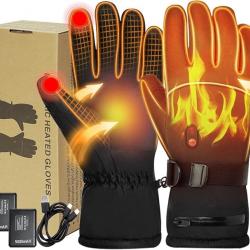 Gants Chauffants avec Batterie Rechargeable 5V 5000mAh*3 Niveaux De Température Gants Chauffants