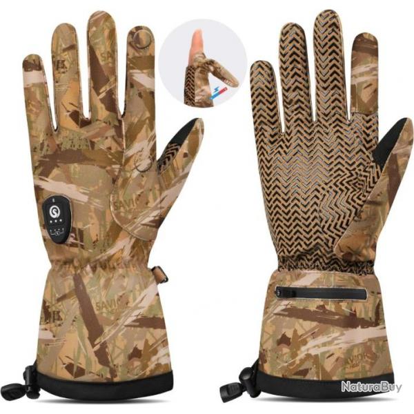 Gants de chasse chauffants avec interrupteur silencieux automatique pour 10 heures de chauffage