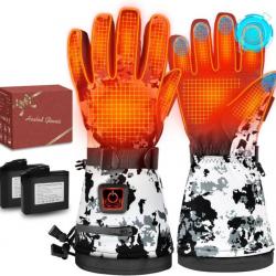 Gants Chauffants pour Hommes Gants de Ski Chauffants à 3 Niveaux avec Batteries Rechargeable