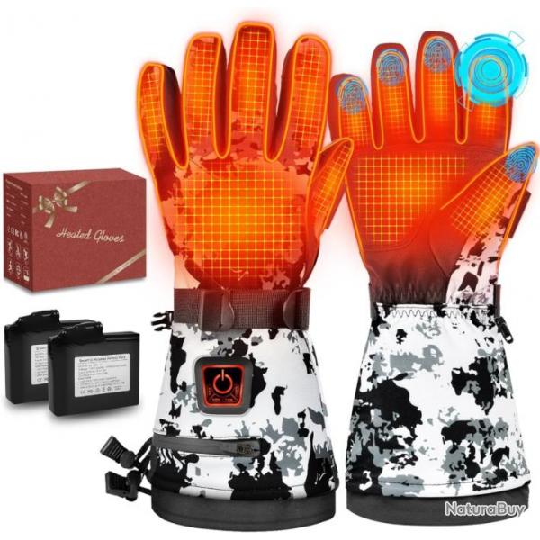 Gants Chauffants pour Hommes Gants de Ski Chauffants  3 Niveaux avec Batteries Rechargeable