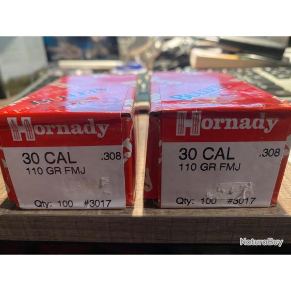 100 ogives Hornady 30 .308 110gr FMJ / 3017