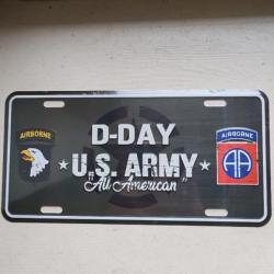 PLAQUE MÉTAL TYPE LICENSE PLATE "D-DAY ALL AMERICAN"