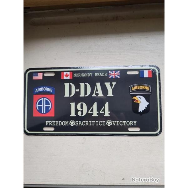 PLAQUE MTAL TYPE LICENSE PLATE "D-DAY FREEDOM, SACRIFICE,VICTORY"