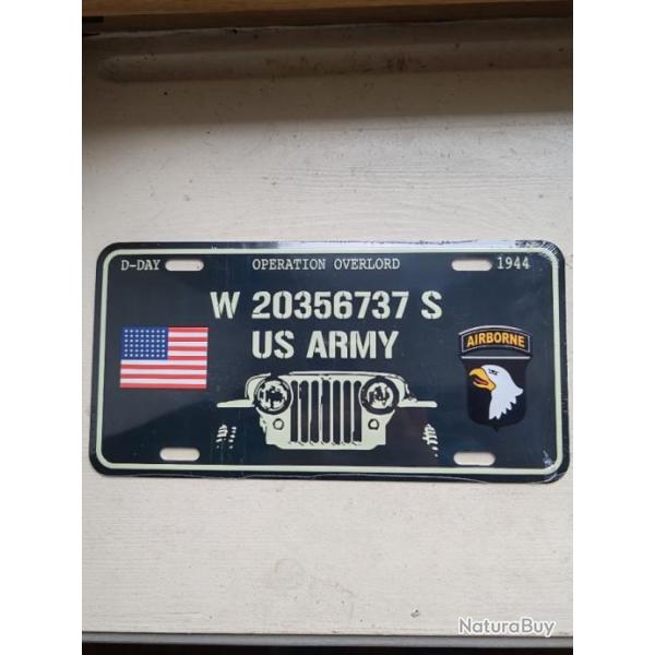 PLAQUE MTAL TYPE LICENSE PLATE "JEEP US ARMY"