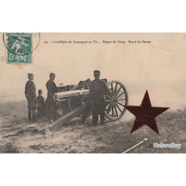 CPA-  Artillerie lourde de Campagne au tir-Depart du Coup Recul du Canon N742