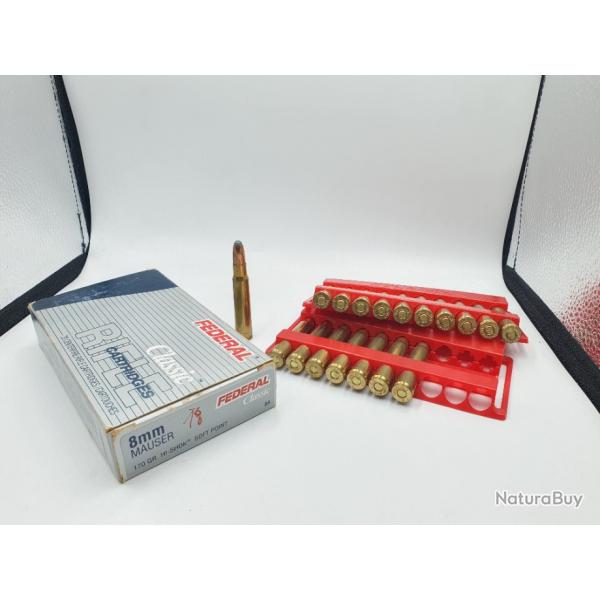 18 CARTOUCHES FEDERAL CLASSIC - 8MM MAUSER 170GR HI-SHOK SP