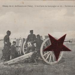 CPA-  Champ de tir Chambaran ( Isere ) Artillerie  de Campagne au tir-N°738