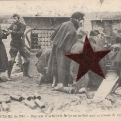 CPA - GUERRE de 1914-Batterie d'Artillerie Belge en action aux environs de Termonde  N°734