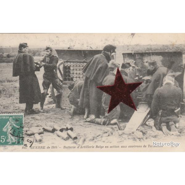 CPA - GUERRE de 1914-Batterie d'Artillerie Belge en action aux environs de Termonde  N734