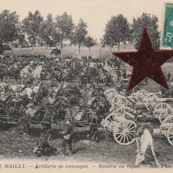 CPA - Camp de MAILLY-Artillerie de campagne Batterie au repos  N°122
