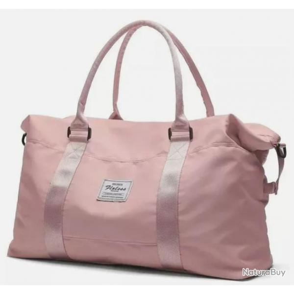 Sac de Voyage Femme Lger - Grande Capacit, Pliable, tanche - Nylon Rose