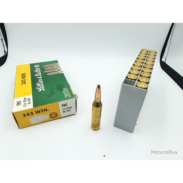 20 MUNITIONS SELLIER BELLOT 243WIN - 80GRS FMJ