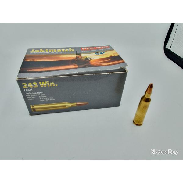 62 MUNITIONS NORMA CAL. 243WIN - 95GRS FULL JACKET