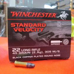 235 Balles 22LR Winchester SUBSONIC en 45grs  spécial  silencieux Standard Velocity