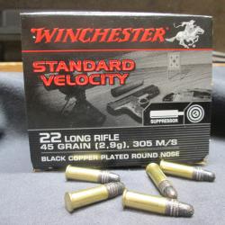 235 Balles 22LR Winchester SUBSONIC en 45grs  spécial  silencieux Standard Velocity