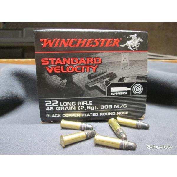 235 Balles 22LR Winchester SUBSONIC en 45grs  spcial  silencieux Standard Velocity