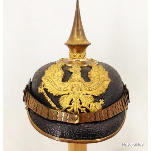 CASQUE A POINTE OFFICIER D'INFANTERIE PRUSSIEN MODELE 1871-99 - ALLEMAGNE WW1 1900-1918 1ere GM Trs