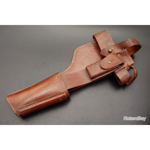 ETUI EN CUIR MILITAIRE POUR CROSSE PISTOLET MAUSER C96 BERLIN 1916 - ALLEMAGNE PREMIERE GUERRE MONDI