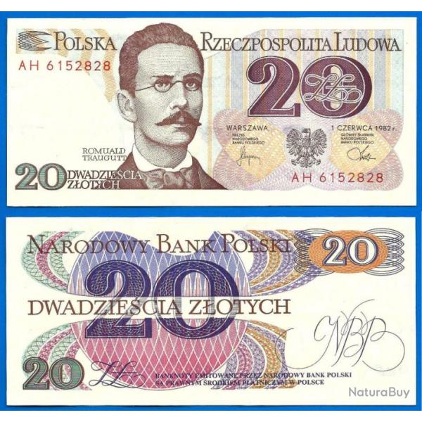 Pologne 20 Zlotych 1982 NEUF Europe Centrale Billet