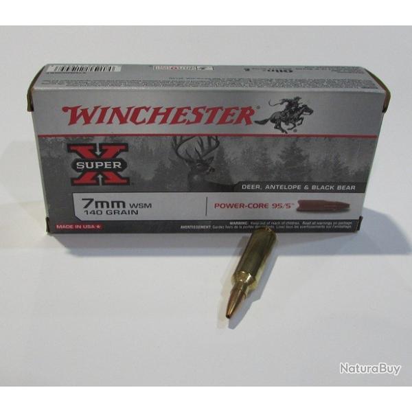 1 boite neuve de 20 cartouches  de calibre 7mm WSM, Winchester Power core 140 grs