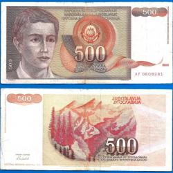 Yougoslavie 500 Dinars 1991 Prefixe AF Billet Dinara Montagne