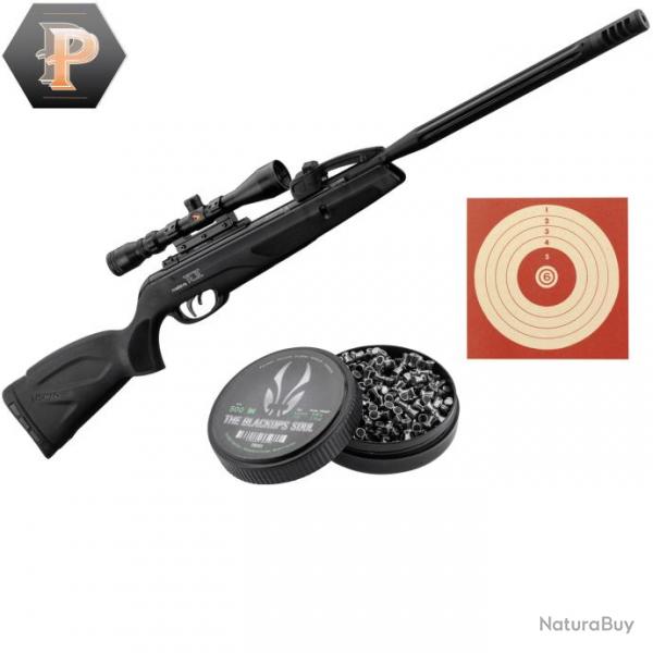 Carabine Gamo Black 10x Maxxim IGT 29J cal.4.5 mm + lunette 3-9x40WR + plombs + cibles