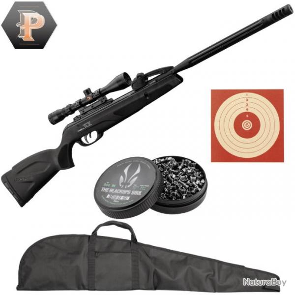 Carabine Gamo Black 10x Maxxim IGT 29J cal.4.5 mm + lunette 3-9x40WR + plombs + cibles + fourreau