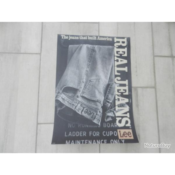 affiche publicitaire Lee real jeans - the Jeans that Built America