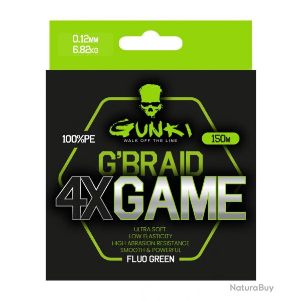 Tresse Gunki G'Braid 4X Game 150m 150m 0,16mm 9.09kg