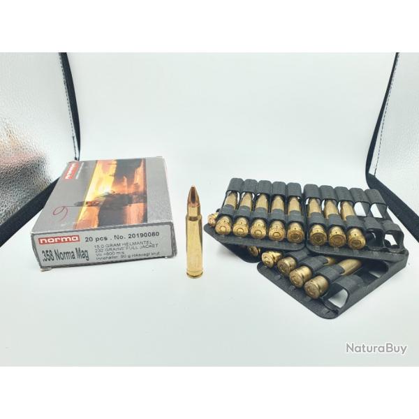 18 MUNITIONS NORMA - FULL JACKET 232 GR - CALIBRE 358 NORMA MAG