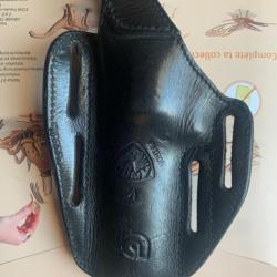 Holster de combat Pony en cuir noir pour Colt python 4"